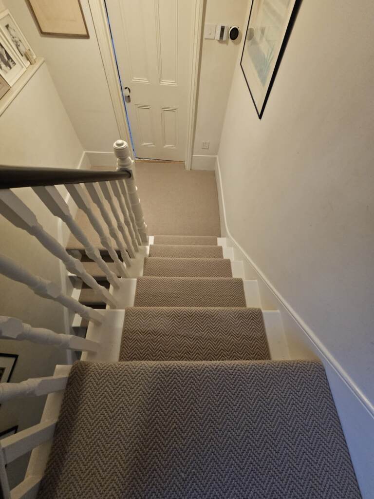 Fibre Carpets Chevron Herringbone Thatch Installation in Acton, Carpet, Home