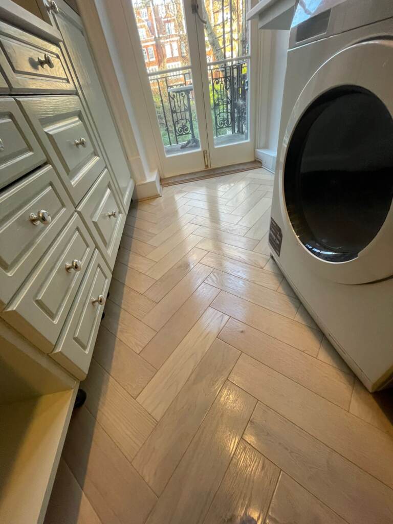 Furlong Flooring Flooring Herringbone Scandic White 14232 Wood Flooring Installation in Acton, Home