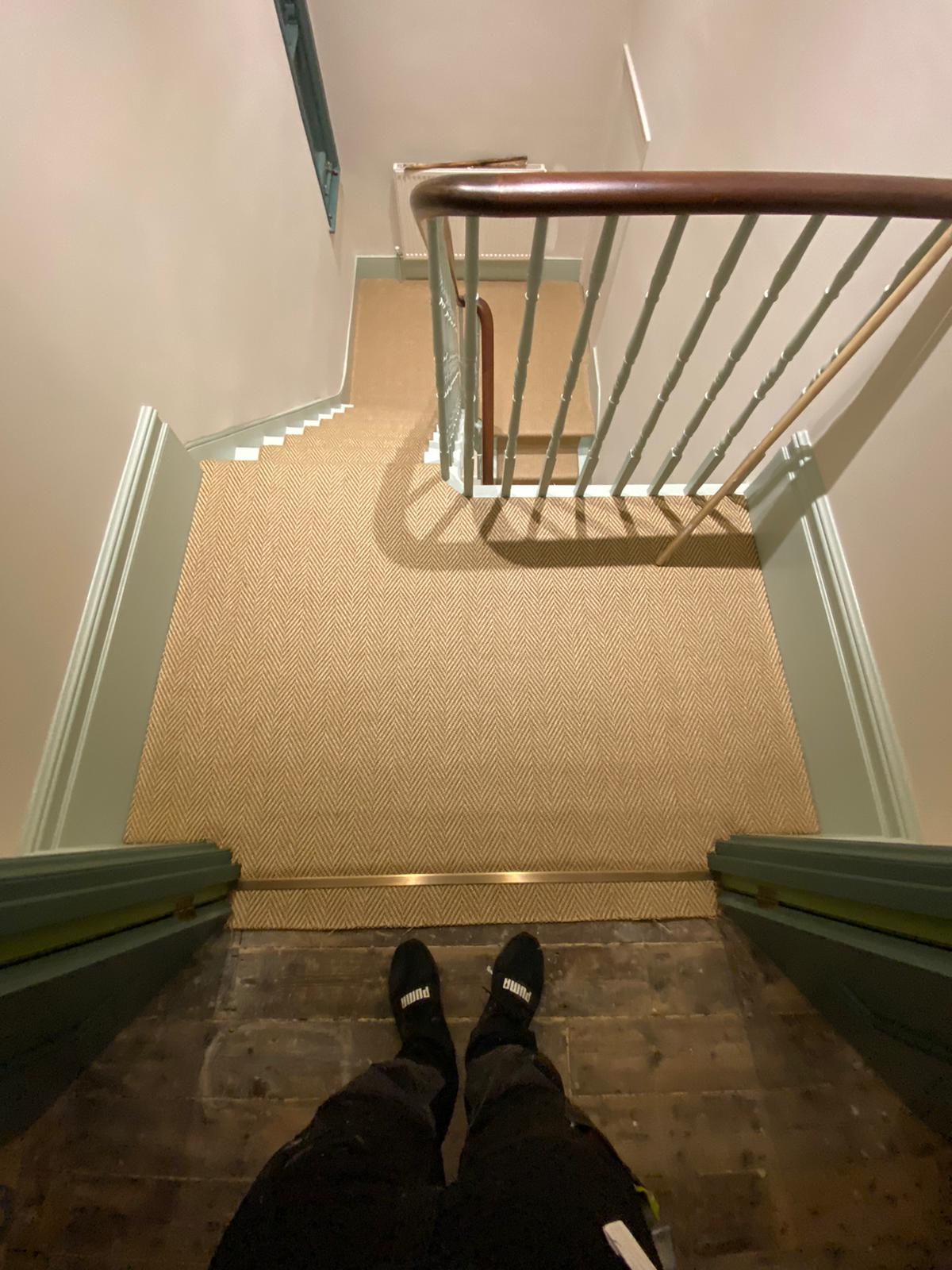 Likewise Floors Herringbone Zinc carpet installation in Lambeth-1