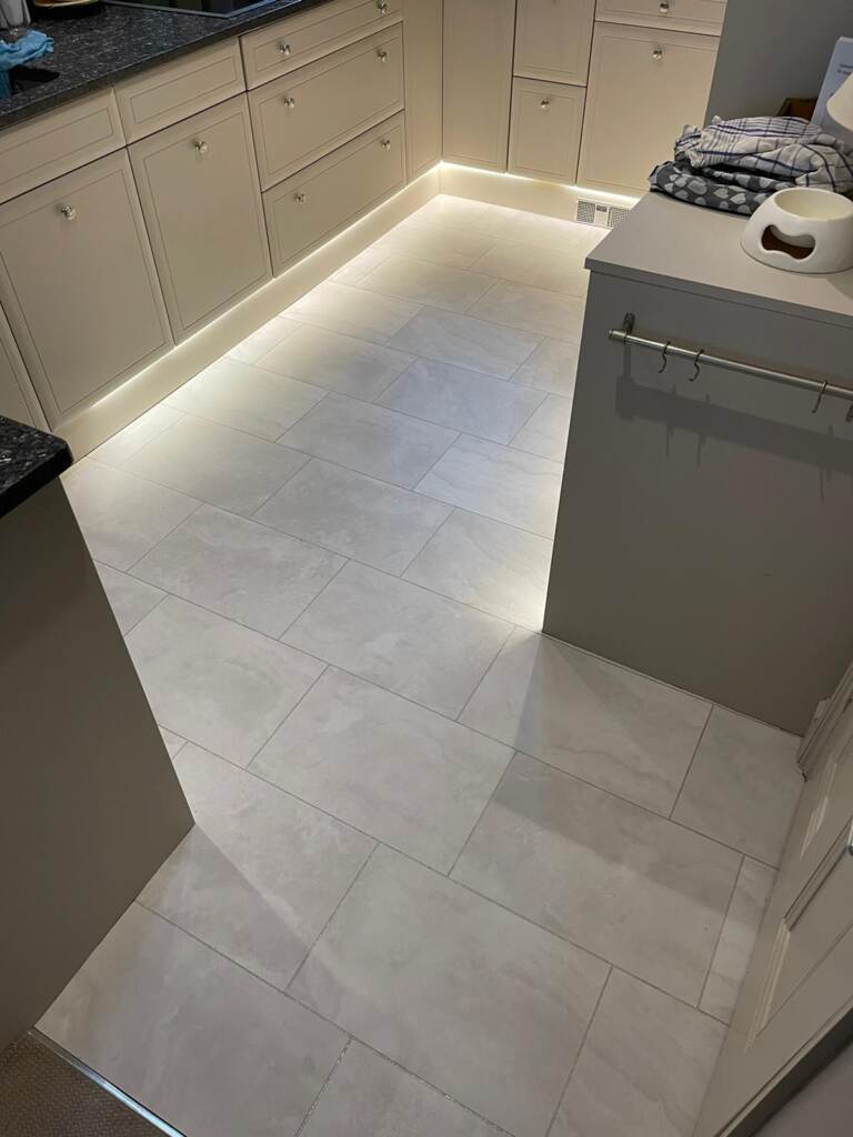 Amtico Spacia White Marble Installation in Kilburn, Luxury Vinyl Tile (LVT) Flooring, Home