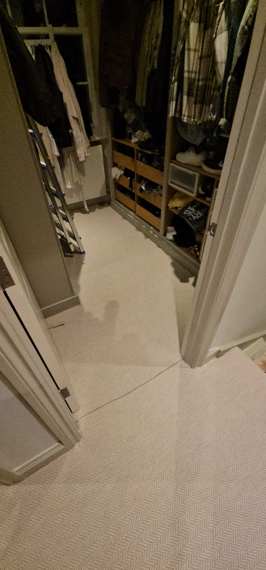 Fibre Carpets Flatweave Classics Herringbone Chalk installation in Hammersmith-1