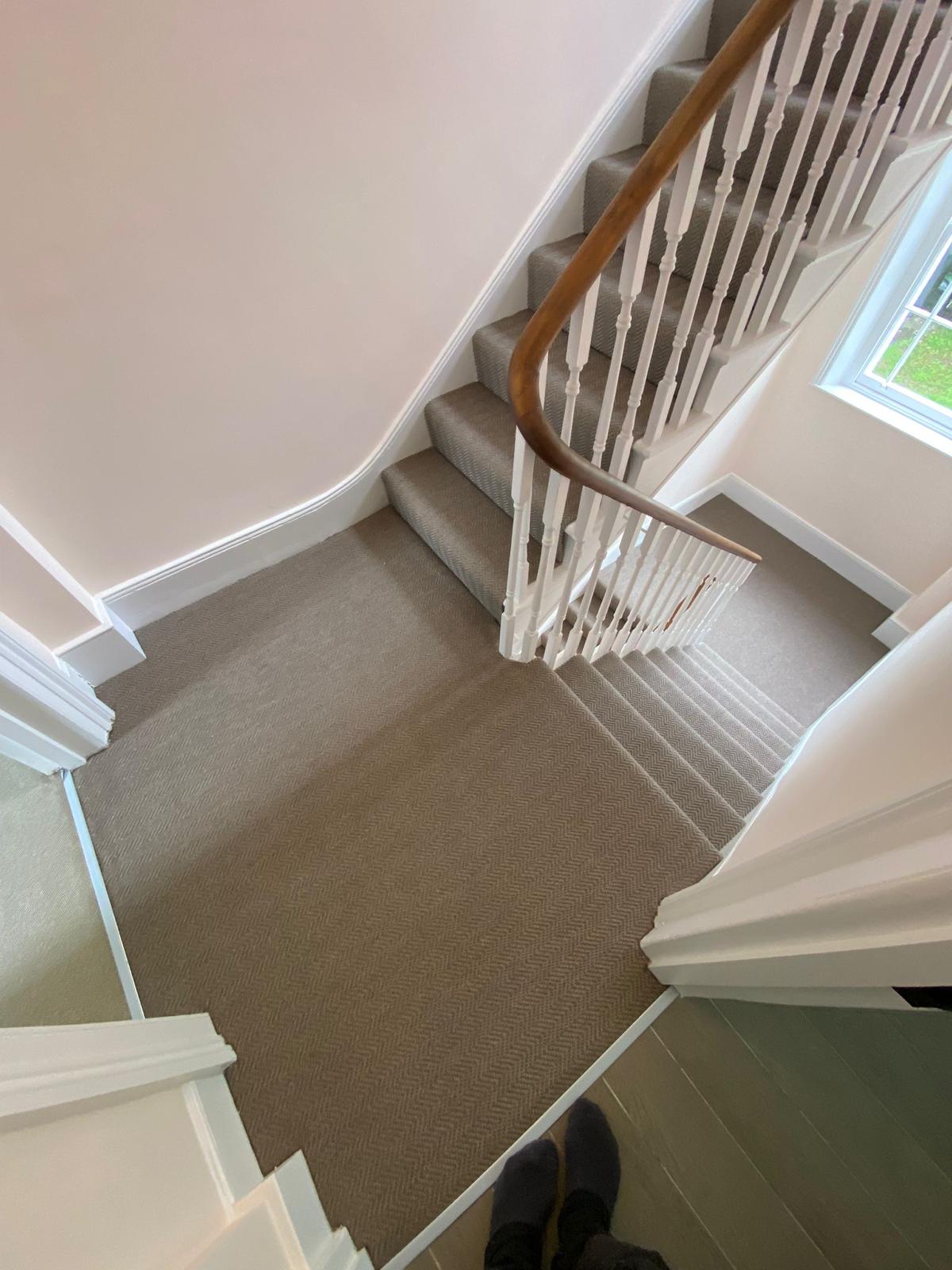 Fibre Carpets Flatweave Classics Herringbone Peat installation in Notting Hill-0