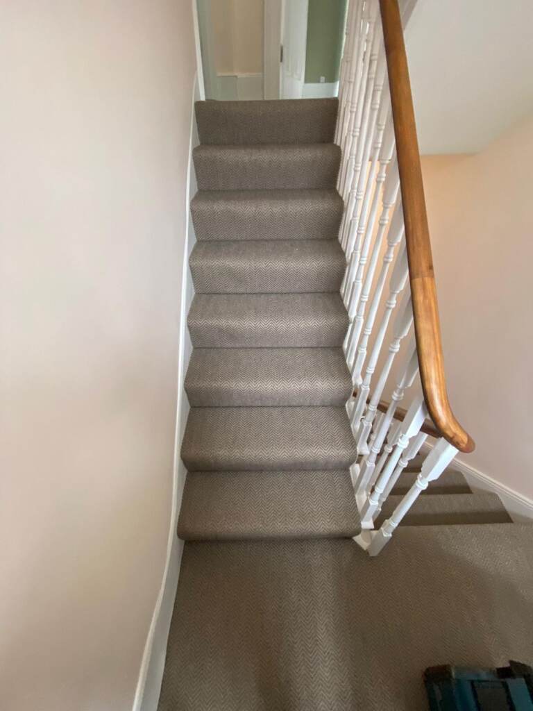 Fibre Carpets Flatweave Classics Herringbone Peat Installation in Notting Hill, Carpet, Home