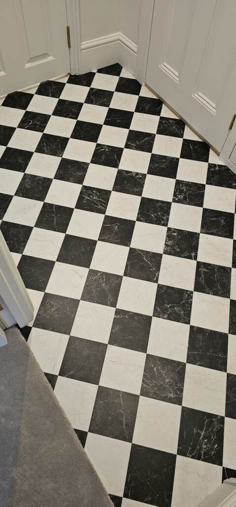 Amtico Signature Bianca Classic Marble & Nero Classic Marble Installation in Lambeth, Luxury Vinyl Tile (LVT) Flooring, Home