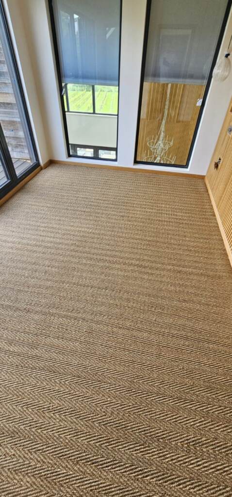Kersaint Cobb Fine Seagrass Herringbone Natural Carpet Installation in Hampstead, Home