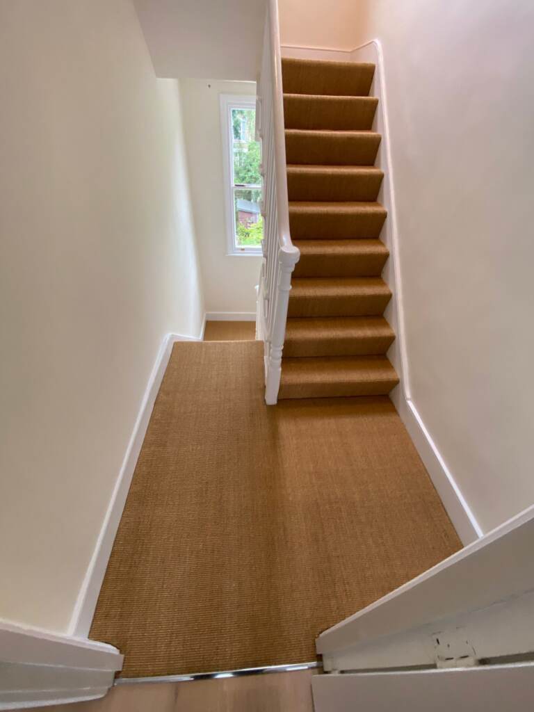 Kersaint Cobb Sisal Mini Boucle Amber Carpet Installation in Hammersmith, Home