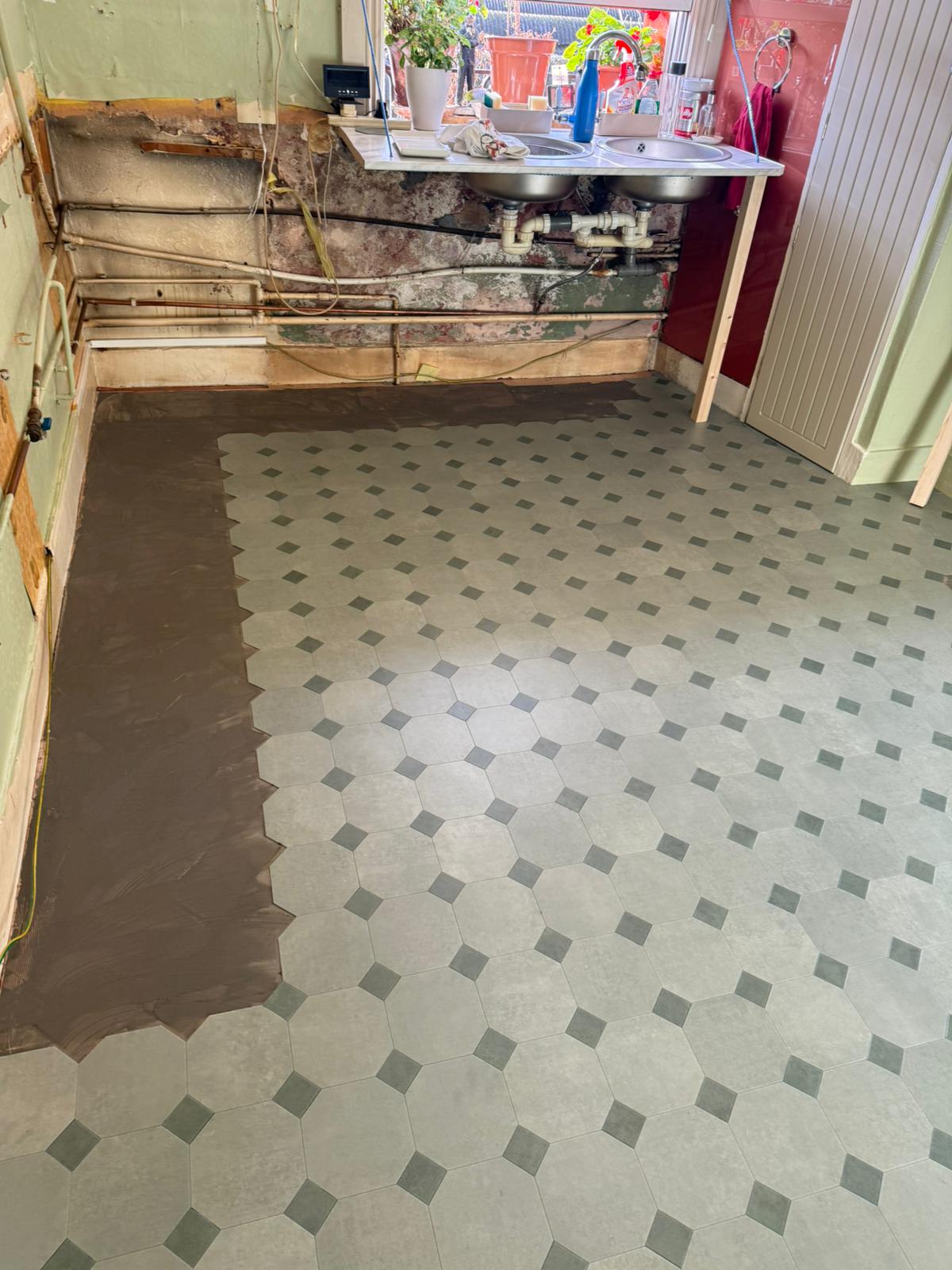 Amtico Signature Keystone Encaustic Okra & Diffusion Okra installation in Southwark-1