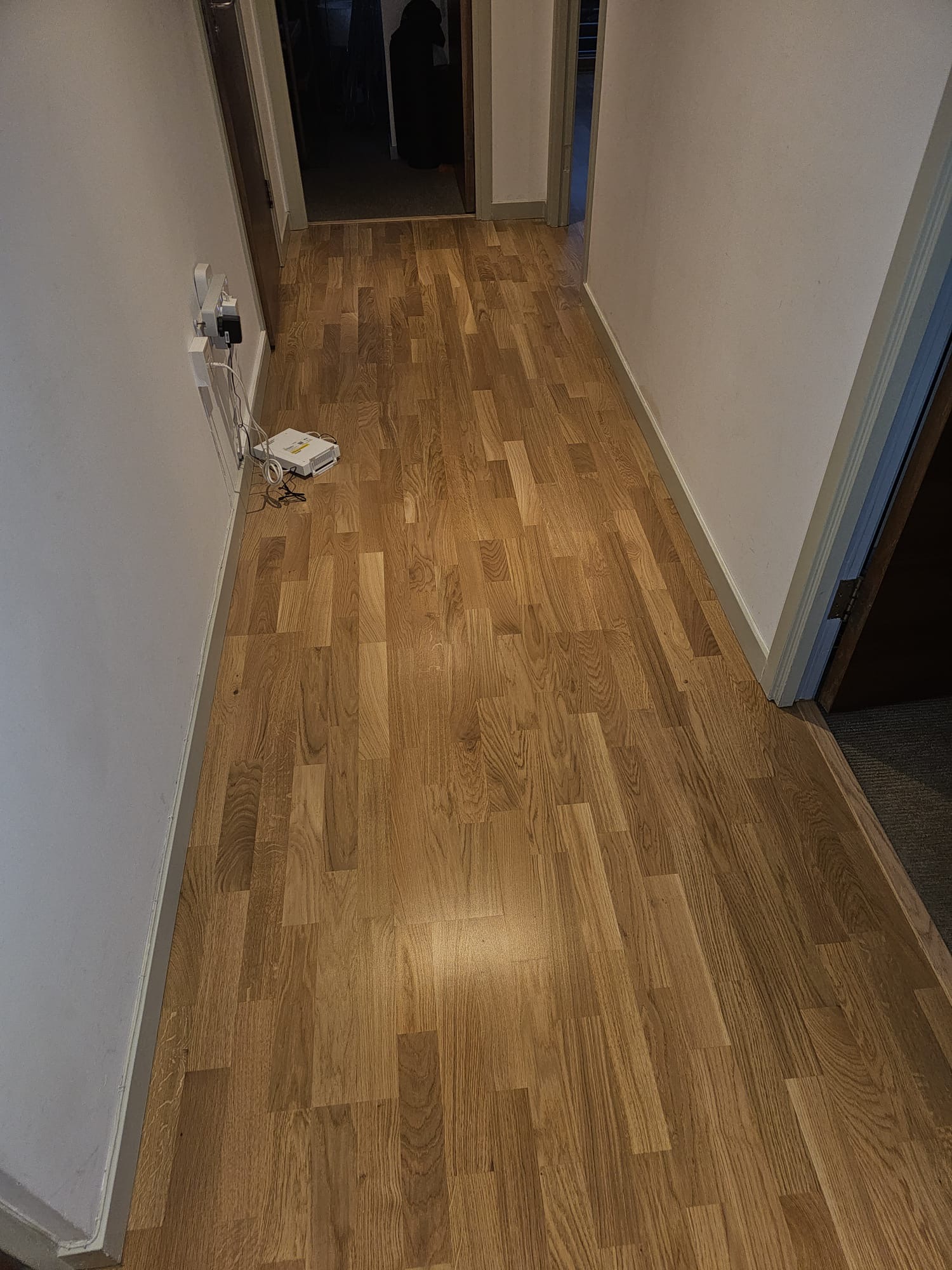 Ekowood Oak 3-Strip 834 lacquered wood flooring installation in-1