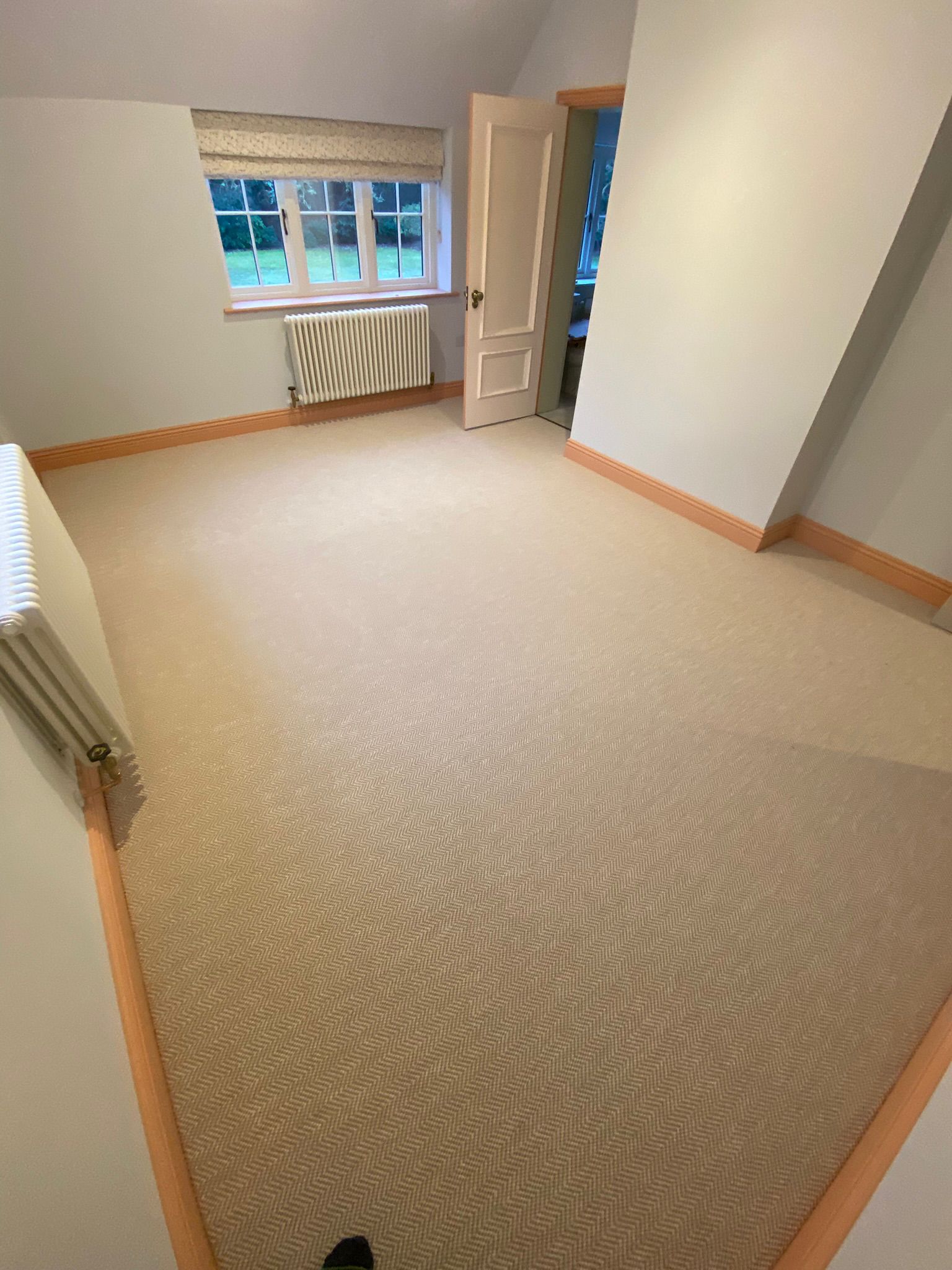 Likewise London Herringbone Chalk Carpet Installation in Clapham - Carpet - Residential