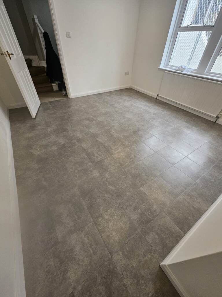 Amtico Spacia Gallery Concrete Installation in Ealing, Luxury Vinyl Tile (LVT) Flooring, Home