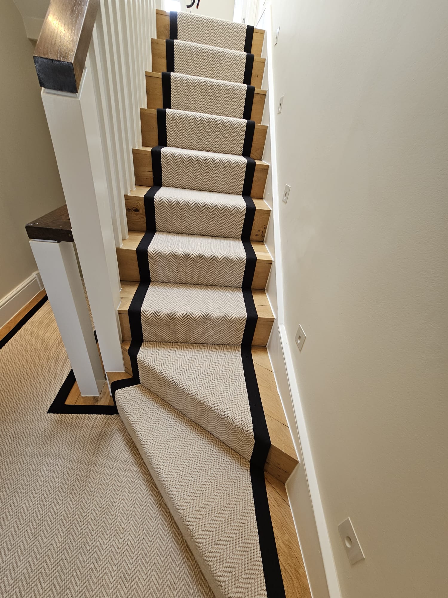 Fibre Flooring Classic Herringbone Chalk carpet installation – 2