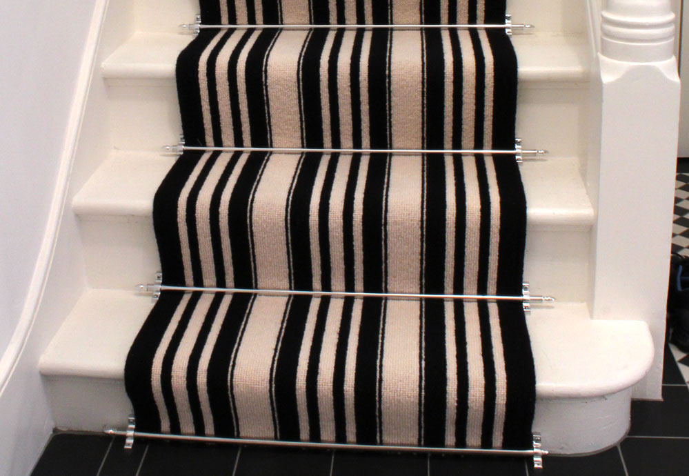 Black And White Striped Stair Carpet