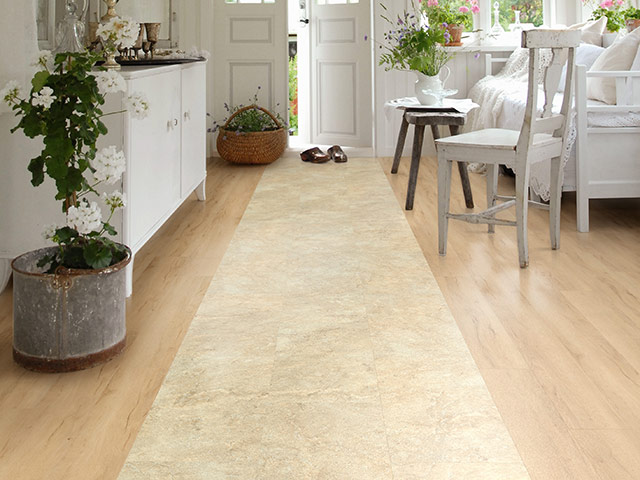 Polyflor - Camaro Loc Wood - Summer Maple, Classic Yorkstone, Vinyl Flooring