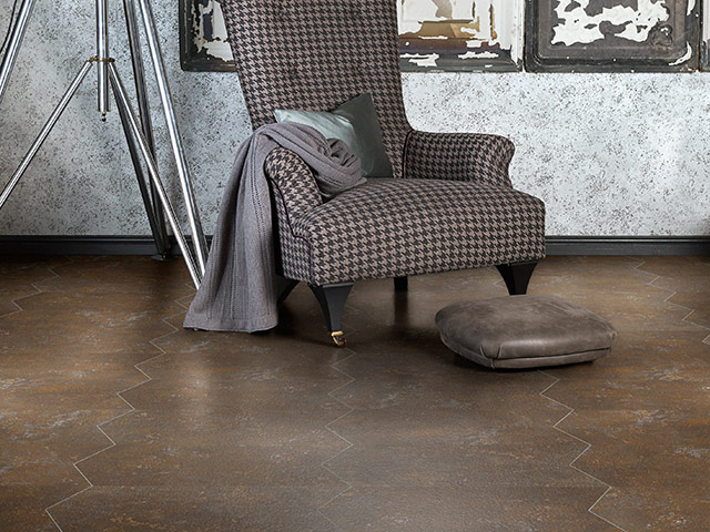 Polyflor - Creative Edge - Aged Metalstone, Distressed Panels, Vinyl Flooring