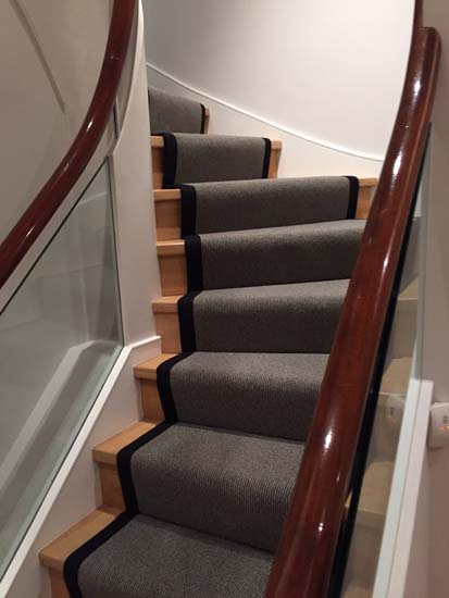 portfolio carpets - grey stair runner balck border 24
