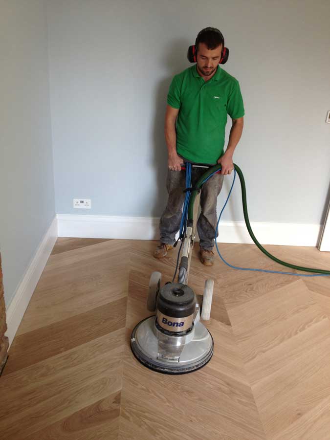 portfolio sanding and sealing mid-range oak herringbone 07