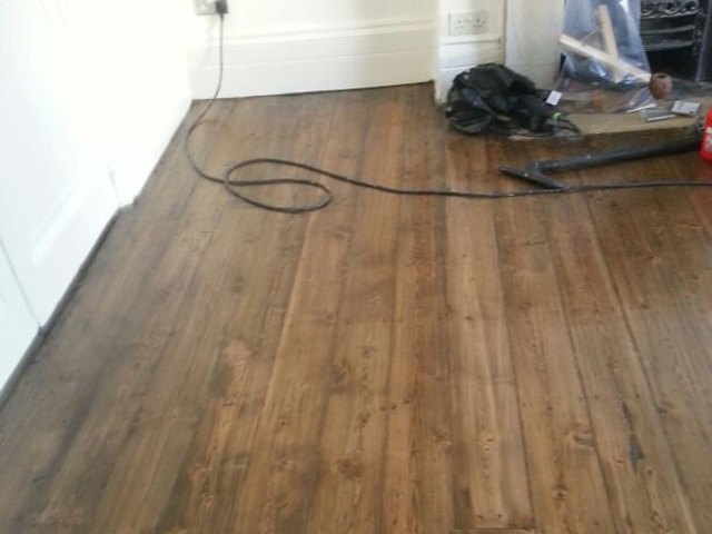 Living Room, Sand and seal wood floor